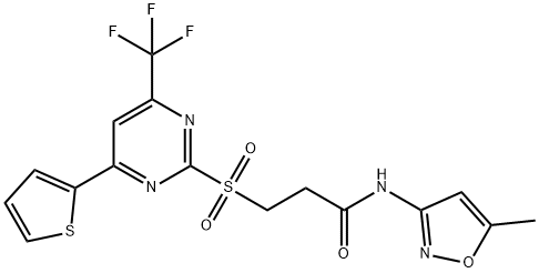 N-(5-methyl-3-isoxazolyl)-3-{[4-(2-thienyl)-6-(trifluoromethyl)-2-pyrimidinyl]sulfonyl}propanamide Struktur