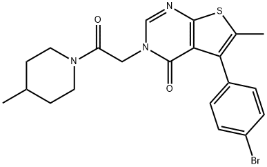 5-(4-bromophenyl)-6-methyl-3-[2-(4-methyl-1-piperidinyl)-2-oxoethyl]thieno[2,3-d]pyrimidin-4(3H)-one Struktur