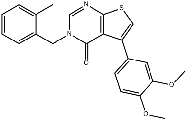 5-(3,4-dimethoxyphenyl)-3-(2-methylbenzyl)thieno[2,3-d]pyrimidin-4(3H)-one Struktur