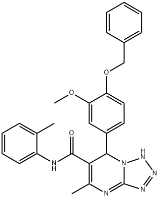 7-[4-(benzyloxy)-3-methoxyphenyl]-5-methyl-N-(2-methylphenyl)-4,7-dihydrotetraazolo[1,5-a]pyrimidine-6-carboxamide Struktur