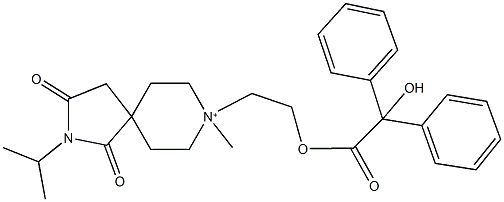 8-(2-{[hydroxy(diphenyl)acetyl]oxy}ethyl)-2-isopropyl-8-methyl-1,3-dioxo-2-aza-8-azoniaspiro[4.5]decane Struktur