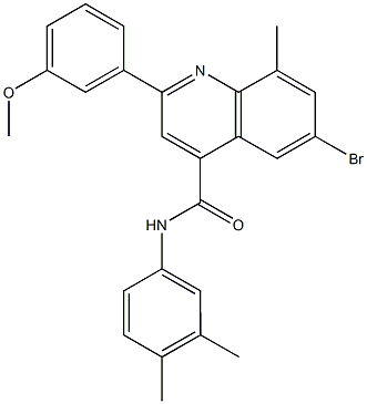 6-bromo-N-(3,4-dimethylphenyl)-2-(3-methoxyphenyl)-8-methyl-4-quinolinecarboxamide Struktur