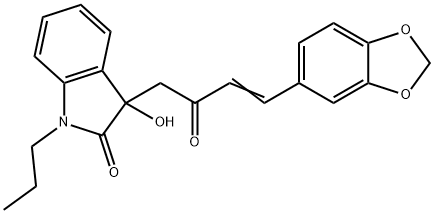 3-[4-(1,3-benzodioxol-5-yl)-2-oxo-3-butenyl]-3-hydroxy-1-propyl-1,3-dihydro-2H-indol-2-one Struktur