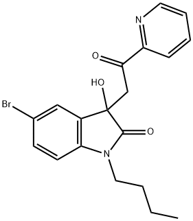 5-bromo-1-butyl-3-hydroxy-3-[2-oxo-2-(2-pyridinyl)ethyl]-1,3-dihydro-2H-indol-2-one Struktur