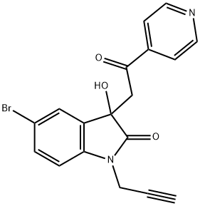 5-bromo-3-hydroxy-3-[2-oxo-2-(4-pyridinyl)ethyl]-1-(2-propynyl)-1,3-dihydro-2H-indol-2-one Struktur