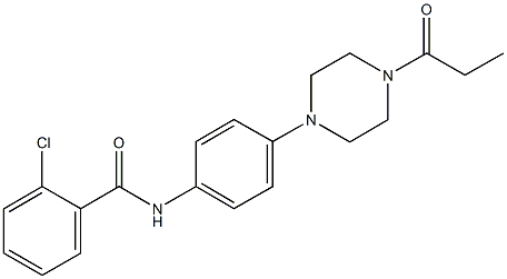 2-chloro-N-[4-(4-propionyl-1-piperazinyl)phenyl]benzamide Struktur