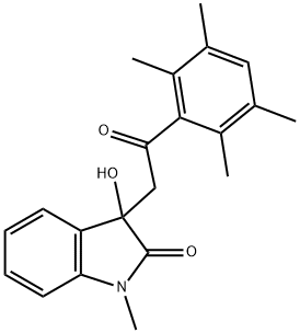 3-hydroxy-1-methyl-3-[2-oxo-2-(2,3,5,6-tetramethylphenyl)ethyl]-1,3-dihydro-2H-indol-2-one Struktur