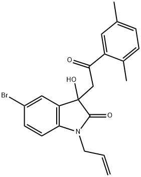 1-allyl-5-bromo-3-[2-(2,5-dimethylphenyl)-2-oxoethyl]-3-hydroxy-1,3-dihydro-2H-indol-2-one Struktur