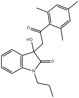 3-hydroxy-3-(2-mesityl-2-oxoethyl)-1-propyl-1,3-dihydro-2H-indol-2-one Struktur