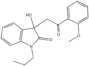 3-hydroxy-3-[2-(2-methoxyphenyl)-2-oxoethyl]-1-propyl-1,3-dihydro-2H-indol-2-one Struktur