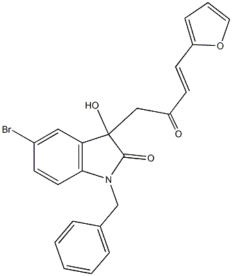 1-benzyl-5-bromo-3-[4-(2-furyl)-2-oxo-3-butenyl]-3-hydroxy-1,3-dihydro-2H-indol-2-one Struktur