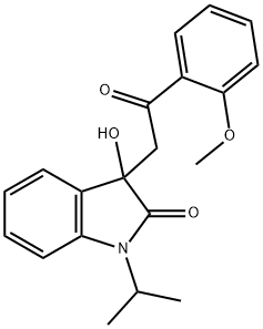 3-hydroxy-1-isopropyl-3-[2-(2-methoxyphenyl)-2-oxoethyl]-1,3-dihydro-2H-indol-2-one Struktur