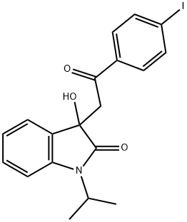 3-hydroxy-3-[2-(4-iodophenyl)-2-oxoethyl]-1-isopropyl-1,3-dihydro-2H-indol-2-one Struktur