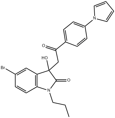 5-bromo-3-hydroxy-3-{2-oxo-2-[4-(1H-pyrrol-1-yl)phenyl]ethyl}-1-propyl-1,3-dihydro-2H-indol-2-one Struktur