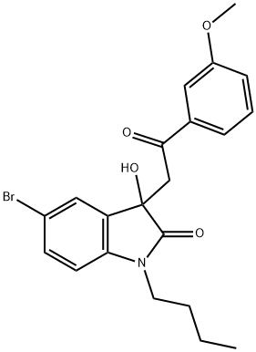 5-bromo-1-butyl-3-hydroxy-3-[2-(3-methoxyphenyl)-2-oxoethyl]-1,3-dihydro-2H-indol-2-one Struktur