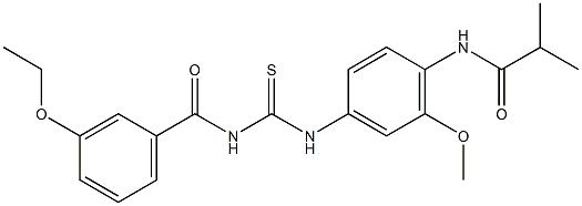 N-[4-({[(3-ethoxybenzoyl)amino]carbothioyl}amino)-2-methoxyphenyl]-2-methylpropanamide Struktur