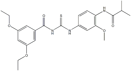 N-[4-({[(3,5-diethoxybenzoyl)amino]carbothioyl}amino)-2-methoxyphenyl]-2-methylpropanamide Struktur