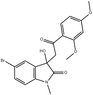 5-bromo-3-[2-(2,4-dimethoxyphenyl)-2-oxoethyl]-3-hydroxy-1-methyl-1,3-dihydro-2H-indol-2-one Struktur