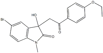 5-bromo-3-[2-(4-ethoxyphenyl)-2-oxoethyl]-3-hydroxy-1-methyl-1,3-dihydro-2H-indol-2-one Struktur