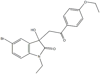 5-bromo-3-[2-(4-ethoxyphenyl)-2-oxoethyl]-1-ethyl-3-hydroxy-1,3-dihydro-2H-indol-2-one Struktur