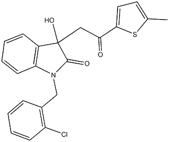 1-(2-chlorobenzyl)-3-hydroxy-3-[2-(5-methyl-2-thienyl)-2-oxoethyl]-1,3-dihydro-2H-indol-2-one Struktur