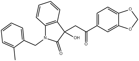 3-[2-(1,3-benzodioxol-5-yl)-2-oxoethyl]-3-hydroxy-1-(2-methylbenzyl)-1,3-dihydro-2H-indol-2-one Struktur