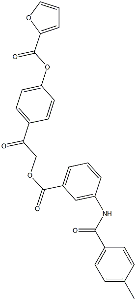 4-[2-({3-[(4-methylbenzoyl)amino]benzoyl}oxy)acetyl]phenyl 2-furoate Struktur