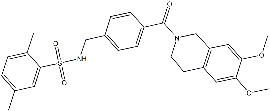 N-{4-[(6,7-dimethoxy-3,4-dihydro-2(1H)-isoquinolinyl)carbonyl]benzyl}-2,5-dimethylbenzenesulfonamide Struktur