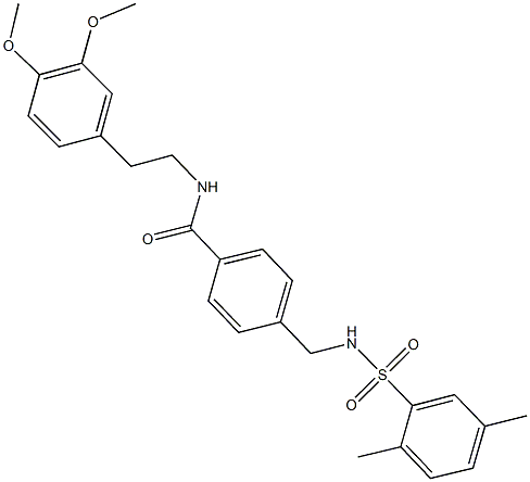 N-[2-(3,4-dimethoxyphenyl)ethyl]-4-({[(2,5-dimethylphenyl)sulfonyl]amino}methyl)benzamide Struktur