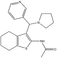 N-{3-[3-pyridinyl(1-pyrrolidinyl)methyl]-4,5,6,7-tetrahydro-1-benzothien-2-yl}acetamide Struktur