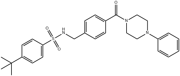 4-tert-butyl-N-{4-[(4-phenyl-1-piperazinyl)carbonyl]benzyl}benzenesulfonamide Struktur