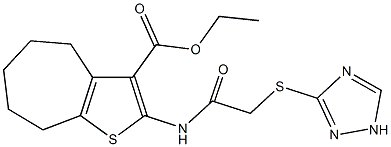 ethyl 2-{[(1H-1,2,4-triazol-3-ylsulfanyl)acetyl]amino}-5,6,7,8-tetrahydro-4H-cyclohepta[b]thiophene-3-carboxylate Struktur