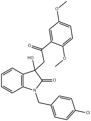 1-(4-chlorobenzyl)-3-[2-(2,5-dimethoxyphenyl)-2-oxoethyl]-3-hydroxy-1,3-dihydro-2H-indol-2-one Struktur