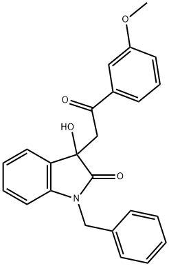 1-benzyl-3-hydroxy-3-[2-(3-methoxyphenyl)-2-oxoethyl]-1,3-dihydro-2H-indol-2-one Struktur