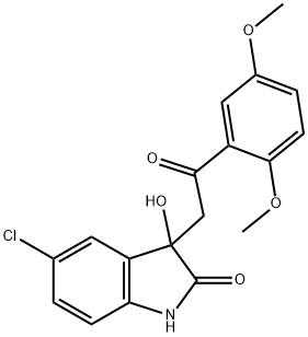 5-chloro-3-[2-(2,5-dimethoxyphenyl)-2-oxoethyl]-3-hydroxy-1,3-dihydro-2H-indol-2-one Struktur