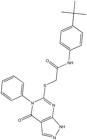 N-(4-tert-butylphenyl)-2-[(4-oxo-5-phenyl-4,5-dihydro-1H-pyrazolo[3,4-d]pyrimidin-6-yl)sulfanyl]acetamide Struktur