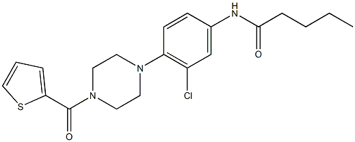 N-{3-chloro-4-[4-(2-thienylcarbonyl)-1-piperazinyl]phenyl}pentanamide Struktur