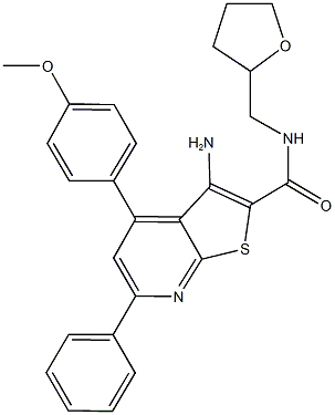 3-amino-4-(4-methoxyphenyl)-6-phenyl-N-(tetrahydro-2-furanylmethyl)thieno[2,3-b]pyridine-2-carboxamide Struktur