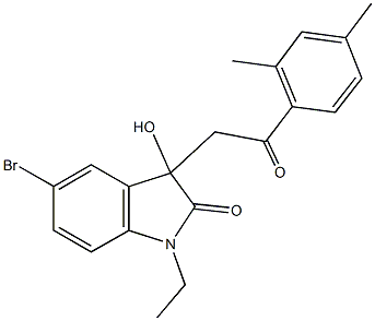 5-bromo-3-[2-(2,4-dimethylphenyl)-2-oxoethyl]-1-ethyl-3-hydroxy-1,3-dihydro-2H-indol-2-one Struktur