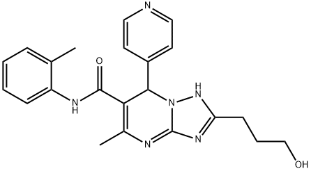 2-(3-hydroxypropyl)-5-methyl-N-(2-methylphenyl)-7-(4-pyridinyl)-4,7-dihydro[1,2,4]triazolo[1,5-a]pyrimidine-6-carboxamide Struktur