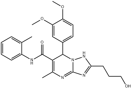 7-(3,4-dimethoxyphenyl)-2-(3-hydroxypropyl)-5-methyl-N-(2-methylphenyl)-4,7-dihydro[1,2,4]triazolo[1,5-a]pyrimidine-6-carboxamide Struktur