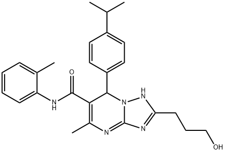 2-(3-hydroxypropyl)-7-(4-isopropylphenyl)-5-methyl-N-(2-methylphenyl)-4,7-dihydro[1,2,4]triazolo[1,5-a]pyrimidine-6-carboxamide Struktur