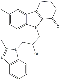 9-[2-hydroxy-3-(2-methyl-1H-benzimidazol-1-yl)propyl]-6-methyl-2,3,4,9-tetrahydro-1H-carbazol-1-one Struktur