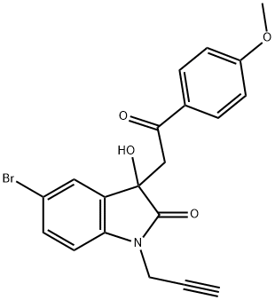 5-bromo-3-hydroxy-3-[2-(4-methoxyphenyl)-2-oxoethyl]-1-(2-propynyl)-1,3-dihydro-2H-indol-2-one Struktur