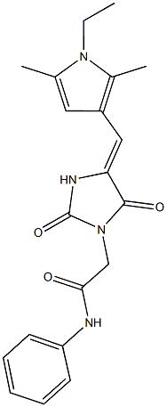 2-{4-[(1-ethyl-2,5-dimethyl-1H-pyrrol-3-yl)methylene]-2,5-dioxo-1-imidazolidinyl}-N-phenylacetamide Struktur