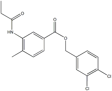 3,4-dichlorobenzyl 4-methyl-3-(propionylamino)benzoate Struktur