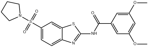 3,5-dimethoxy-N-[6-(1-pyrrolidinylsulfonyl)-1,3-benzothiazol-2-yl]benzamide Struktur