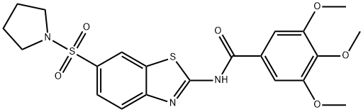 3,4,5-trimethoxy-N-[6-(1-pyrrolidinylsulfonyl)-1,3-benzothiazol-2-yl]benzamide Struktur