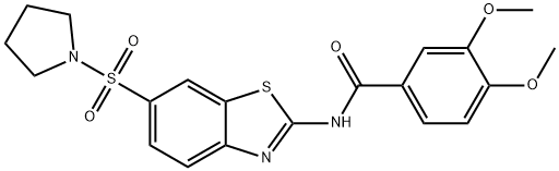 3,4-dimethoxy-N-[6-(1-pyrrolidinylsulfonyl)-1,3-benzothiazol-2-yl]benzamide Struktur