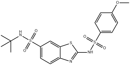 N-(tert-butyl)-2-{[(4-methoxyphenyl)sulfonyl]amino}-1,3-benzothiazole-6-sulfonamide Struktur